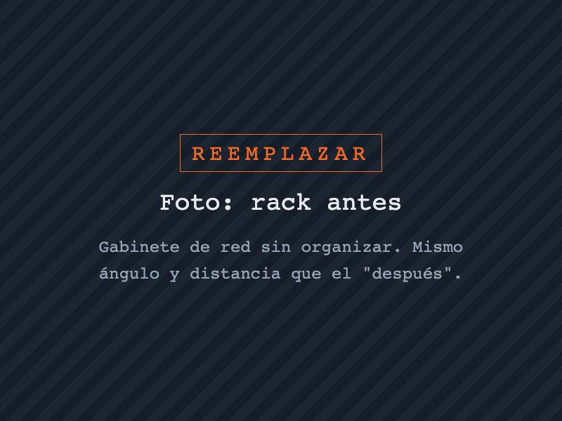 Placa de ejemplo en el lugar de la foto del rack antes de la intervención