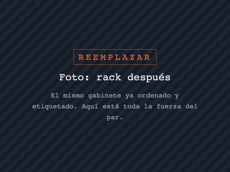 Placa de ejemplo en el lugar de la foto del rack ya ordenado